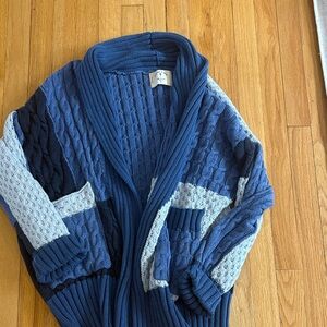 Electric & Rose Blue patchwork cardigan with pockets NWOT